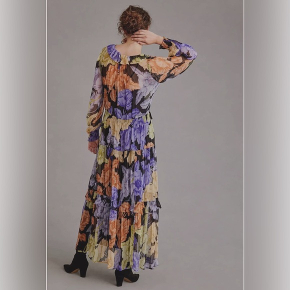 NWT Anthropologie Marais Printed Chiffon Maxi Dress size Small - Picture 3 of 11